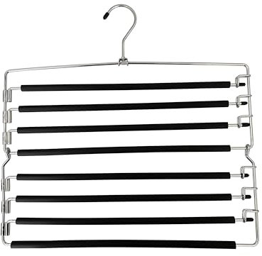 USTECH Arm Pants Hanger 8 Etagen - Faltbarer mehrstöckiger Schaukelbügel mit abnehmbaren Armen & Schaumstoffpolsterung, platzsparender Schrank-Organizer für Hosen, Jeans, Schals - (1 Stück)