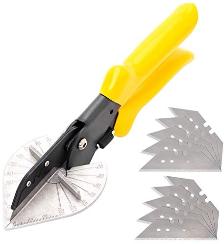 Gehrungsschere - 45 bis 135 Grad Anschlägen,Mit 10 Klingen,für professionellen Einsatz in Industrie - Amboss Winkelschneider für präzisen Schnitt an Kunststoff Gummi Holz PVC Leder