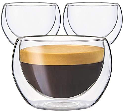 Youngever 3 Confezioni 150ML Tazze da Espresso a Doppia Parete, Tazza da Caffè 100ML, Tazza Termica Galleggiante, Vetro per Espresso