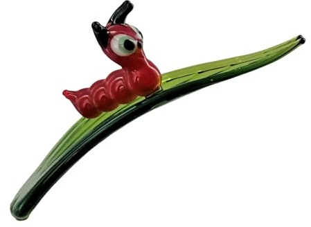 höhenverstellbarer Orchideenstab, Blatt mit Raupe -rot-