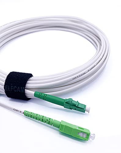 Elfcam® - 50m LWL Glasfaser-Kabel Simplex LC/APC zu SC/APC Stecker, 9/125μm OS2 Patchkabel LSZH, FTTH Lichtwellenleiter, Weiß (50M)