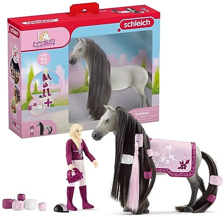 schleich HORSE CLUB 42584 Sofia's Beauties 18-Teiliges Pferde-Beauty-Set - Reiterin Sofia und Pferd mit Mähne und Schweif zum Striegeln plus Zubehör, Pferde Spielzeug ab 5 Jahren