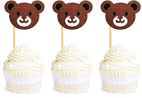 30 pezzi orsetti cupcake topper per cupcake, decorazioni per cupcake, baby shower, animali, feste a tema, compleanni, decorazioni per feste