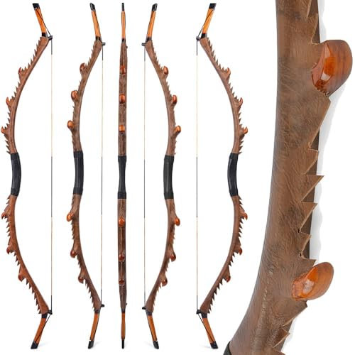 wolfman 35-55 lbs Traditioneller Bogen Erwachsener Chinesischer Drachen Langbogen Recurvebogen Sportbogen Bogenschießen Jagdbogen Mongolischer Reiterbogen für Anfänger Übungsgeschenk (45lbs, Braun)