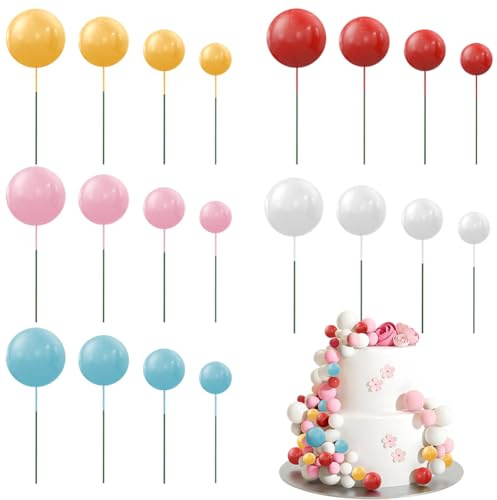OSDUE 20 mini topper per cupcake, palline decorative per torte, in schiuma, rotonde, per festeggiamenti, anniversario, festa di compleanno, decorazione per torte (macaron)
