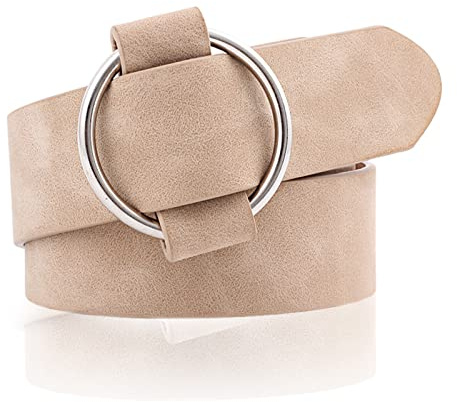 NiceYnn 3cm de Large Ceinture Femme en Faux Cuir sans Aiguille | pour Jeans Pantalon Robe Veste Réglable Couleur Uni Boucle Ronde