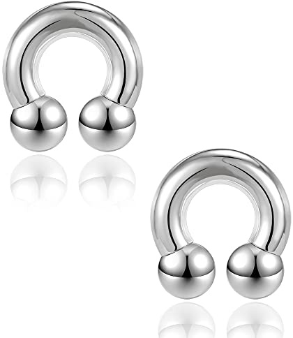PunkTracker 2 st septumringar bröstvårtsringar 316L kirurgiskt stål hästsko cirkulär piercing skivstång 00G 0G 2G 4G 6G 8G 10G 12G 14G 16G öra mätare piercing septum smycken
