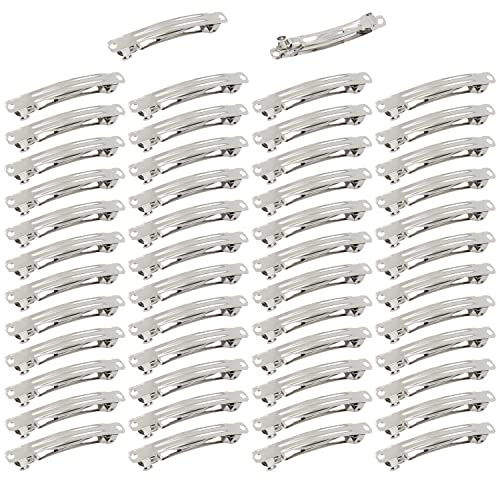 Cinaci 50 Stück 6 cm blanko silberfarbene Haarspangen aus Metall, französische Haarspangen für Frauen und Mädchen, Haar-Accessoires