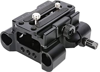 NICEYRIG Placa Base Quaick estándar de Doble Agujero con Abrazadera de riel de Barra de 15 mm, Placa de Montaje de trípode de cámara Ajustable de Altura para Abrazadera de barra-545
