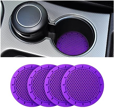 CGEAMDY Untersetzer für Becherhalter Auto, Universeller Untersetzer aus Silikon für das Auto, Anti-Rutsch Und Haltbar, 7cm Durchmesser, Autozubehör Innenbereich (Lila)