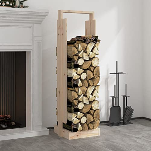 Homgoday Holzregal 33,5 x 30 x 110 cm aus massivem Kiefernholz, Holzregal für den Innenbereich, Holzregal für Kamin, Innenholz, stapelbar, Holzregal