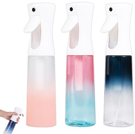 3 Stück Sprühflasche Set, Kontinuierliche Feine Spray Bottle, 300ml Wiederverwendbare Spray Water Bottle, Sprühnebel, Atomizer für Hausreinigung, Friseur, Gartenarbeit, Blumen, Pflanzensprüher