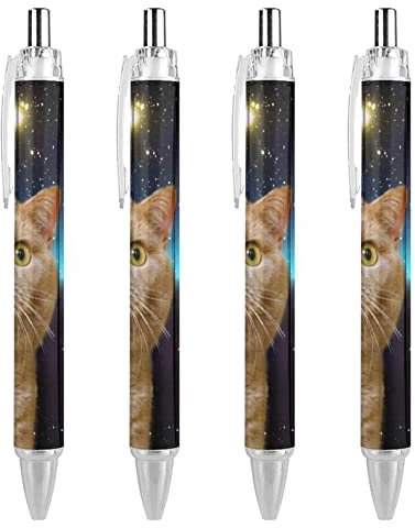 Star Cat Druckkugelschreiber, 0,5 mm, feine Spitze, flexibel, runder Schaft, für Damen und Herren