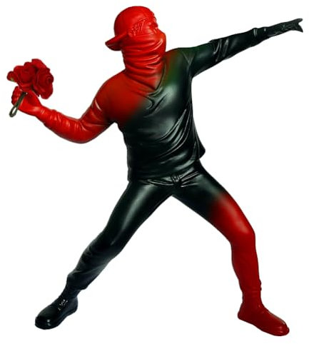 Taxually Scultura Moderna Design, Statua Banksy in Resina Ragazzo Lancio di Fiori Statuette Decorative Casa Moderne Creativa Figura Ornamento per Soggiorno Ufficio