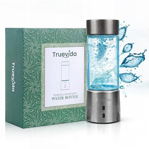 Truevida Botella ionizadora de agua ozonizada y hidrógeno portátil 2 en 1 | 1500 ppb+ H2, ORP 500 mV-700 mV | Agua hidrogenada de alta concentración | Eleva tu vida