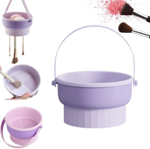 Alfombrilla de limpieza de brochas de maquillaje 2024 mejorada 3 en 1 de silicona con soporte de secado de brochas, limpiador de brochas de maquillaje para brochas de maquillaje, esponja y polvo