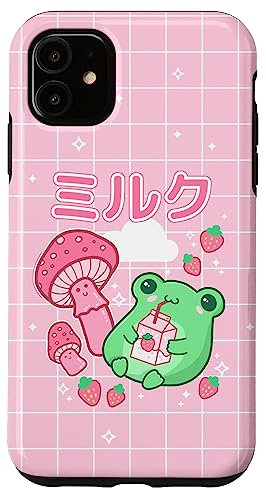 Süßer Cottagecore Frosch Erdbeere Retro 90er Kawaii Ästhetik Hülle für iPhone 11