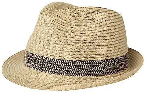 Comhats Herren Strohhut Trilby für Sommer, Sonnenschutz - Faltbarer Panama Hut, Fedora für Strand, Festival - Rollbar & Stilvoll XL Beige-Schwarz