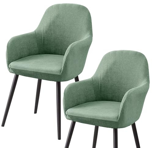 Stuhlhussen mit Armlehne Samt, Sessel Schonbezug MaisköRner, Elastischer Stuhlbezug, Stuhlhussen Bezüge Universal, Bezug Stuhl Abnehmbare für Esszimmer Wohnzimmer Hochzeit Deko (2Pcs Erbsengrün)