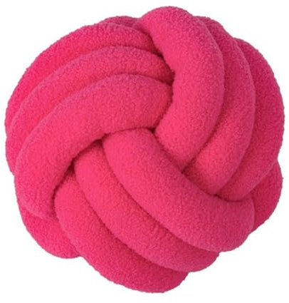 champracer Knotenkugelkissen Zierkissen Aesthetic Sofakissen aus Teddysamt Knotbugelwurf Kissen Ultra weiche handgewebte Knotbugel Lamm Samtsofa Kissen verwendet für Wohndekoration (22cm,Rosenrot)