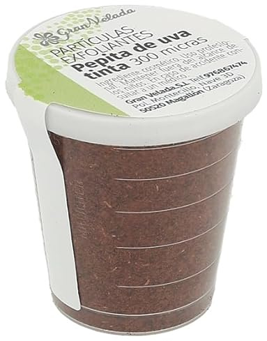 Particelle Scrub Pepita d'Uva Inchiostro 300 Micron | Alto contenuto di minerali e antiossidanti | Ideale per Scrub e Saponi | Ingredienti: Vitis Vinifera Red Seed Powder | 500 cc