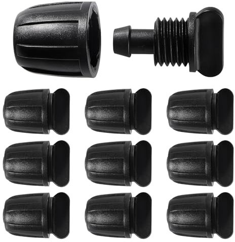 VooGenzek 10 Piezas Accesorios de Riego Tapones de Extremo para Tubos 8/12 mm, Adaptador de Riego por Goteo, Conectores de Púas de Manguera para Sistemas de Riego, para Césped, Jardín