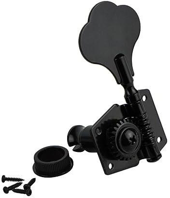 Bass Stimmwirbel für 4 Saiten, Linke Mechanik, Schwarz | Metall, Internes Getriebe, Schwere Ausführung, Satz mit 1 Satz, Passend für E-bassgitarren
