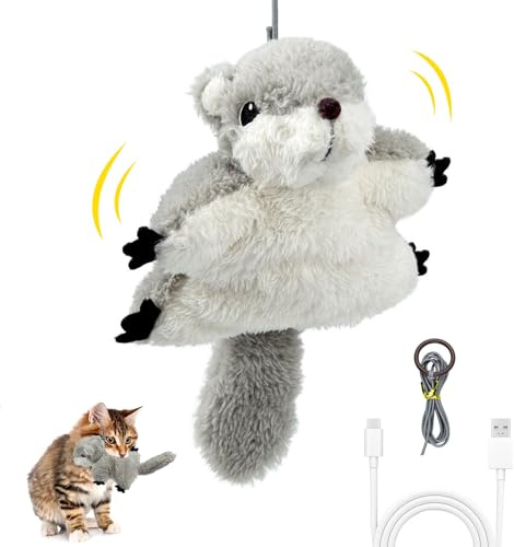 Baguuaray Jouet Interactif Chat Jeu Chat Interieur Jouet en Peluche pour Chaton Réels Battements et Gazouillements comme Rechargeable (Souris)