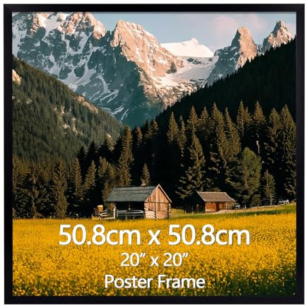 EYMPEU Marcos de Fotos 50x50, Negro para Cuadros de 20x25cm con Paspartú o de 50x50cm sin Paspartú, Apto para Colgar en la Pared, Ideal para Decorar Dormitorios Salones