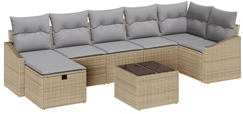 vidaXL Trädgårdsoffset 8 pcs Beige 55 x 62 x 69 cm Poly rattan, Trädgård och terrass, modulär, hållbar, lätt, UV-resistent, utemöbelsoffa, sektionell lounge, däckplats
