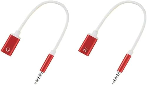 Nlinlin 2Pcs Red Headphone Jack Adapter, 3.5mm Male to TypeC Female Audio Cable Cord, USB C to Aux, Compatible With MP3 Players, Laptops, Smartphone Accessories