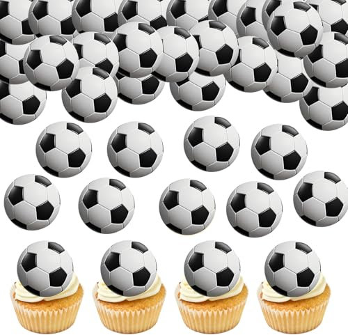 Anemowind 40 Stück Fußball Kuchen Deko Essbare Cupcake Topper für Geburtstagstorten Sport Party Decoration