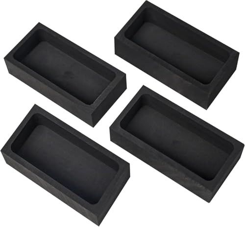 Nelyrho 4-Pack 2.2lbs Graphite Ingot Molds, High-Purity Casting Molds for Gold, Silver, Copper, Aluminum, and Brass, Heat Resistant Up to 2000 Degrees