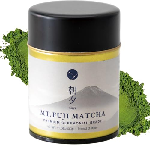 Matcha Premium Japonais, Asayu Fuji, Poudre de Thé Vert Cérémonial, Grade Cérémonie, Riche en Antioxydants, 30g