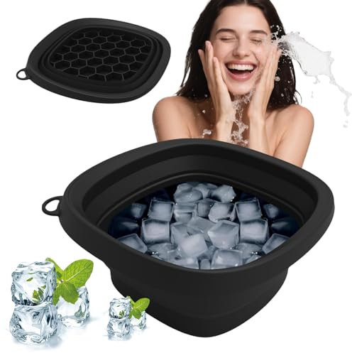 Shaersu Eisschüssel Für Das Gesicht - Gesichts Eisbad Schüssel Für Kältetherapie | Klappbares Spa Tool Mit Integriertem Tablett Wiederverwendbar Für Straffheit Schwellungen Hautpflege
