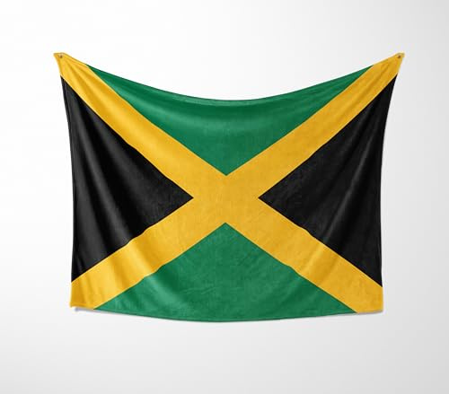 Jamaica Flag Blanket – Jamaican National Flag Throw in Cuddle or Polar Fleece – Small, Medium or Large for Rugby & Football Fans – Jamaica Bedroom Home Decor
