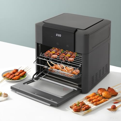 Heißluftfritteuse Airfryer, 12 Liter Mini Backofen Dörrautomat, Friteuse Heissluftfritteuse, 12 Programme, LED-Touchscreen, Air Fryer ohne Öl - Umluft Barbecue