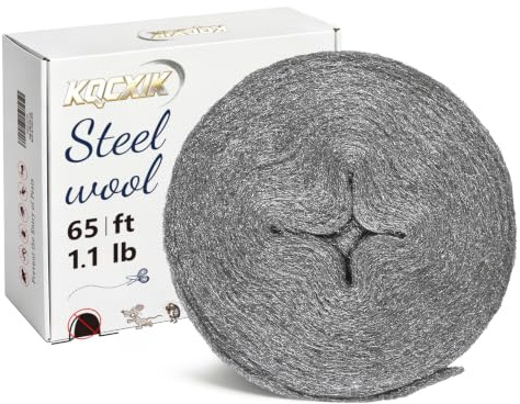 Stahlwolle #1, 20m (0,5 kg), Fein für effektive Mäuseabwehr | Großpackung Stahlwolle-Rolle, Gegen Ratten & Lückenfüller, Für Haus, Wand, Garten, Küche und Garageleitungen