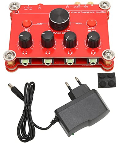 Baxnore Modulo amplificatore di potenza audio amplificatore per cuffie professionale a 4 canali con controllo del volume indipendente per registrazione in studio e mixaggio DJ Materiale