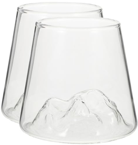 DOITOOL Lot de 2 Tasses en Verre Borosilicate 350 Ml, Design Mont Fuji, Résistant Haute Température, Multifonctions pour Café, Thé, Lait et Boissons Chaudes, Gobelets Réutilisables