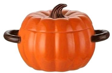 Pentola da forno 50 OZ con coperchio Piatto di zucca in ceramica for dessert in Ciotola carina Per Casa(Orange)