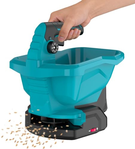 XOQUAI Sembradora Manual,Esparcidor De Abono,Hand-Held Fertiliser Spreader,Universal con Batería Recargable,Apta para Salazón De Carreteras, Remoción De Nieve y Siembra (No Incluye Pilas)