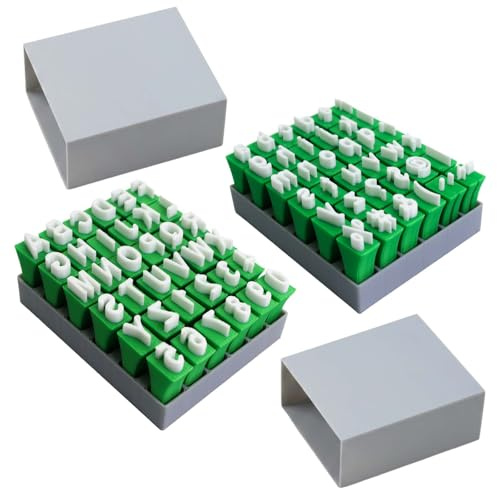 Nivofu Set di 2 set di timbri con lettere maiuscole e minuscole, Stencil Lettere Timbri per Argilla, timbri con lettere incise in 3D per Ceramica Biscotti e Decorazione Personalizzata di Torte