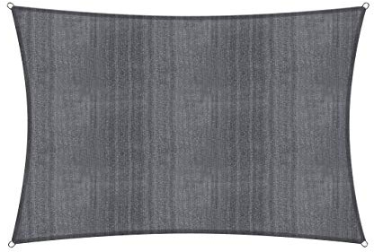 Lumaland Voile d'ombrage avec drisses de fixation, 100 % en polyéthylène à haute densité, avec stabilisateur, pour protection anti-UV Rechteck 2 x 3 Meter gris foncé