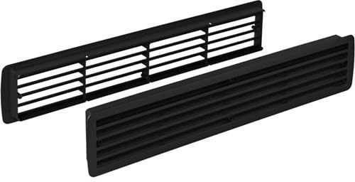 Gedotec Rejilla de ventilación | 457 x 92 mm | 1 pieza | Rejilla de puerta de plástico ABS negro | Ventilación de puerta para espesor de puerta 35-40 mm | Rejilla de ventilación angular