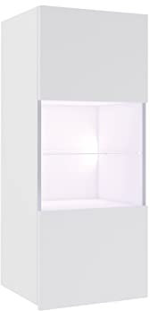 Mirjan24 Hängevitrine Calabrini BR05, Grifflose Öffnen, Farbauswahl, Stauraumvitrine Vitrinenschrank, Hochschrank, Wohnzimmer Highboard, Schrank, Vitrine (Weiß/Weiß Hochglanz, ohne Beleuchtung)