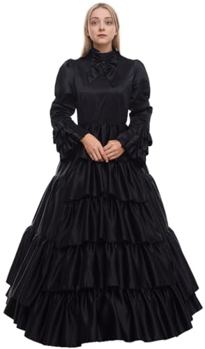 GRACEART Vittoriano Abito da Ballo da Donna Carnevale Costume di Carnevale (L, Nero)