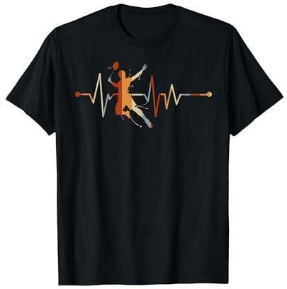 Herzschlag EKG Badminton T-Shirt - Geschenk Sport Federball T-Shirt