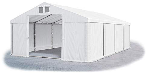 Das Company Lagerzelt 6x8m wasserdicht mit Bodenrahmen weiß Zelt 560g/m² PVC Plane hochwertig Zelthalle Summer Floor SD
