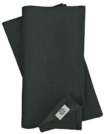 Linen & Cotton Hochwertige 4 x Stoffservietten/Servietten Stoff/Leinenservietten Hygge -100% Leinen, Schwarz (45 x 45cm) für Feiern Home Küche Esstisch Tischdekoration Abendessen Cafe Restaurant